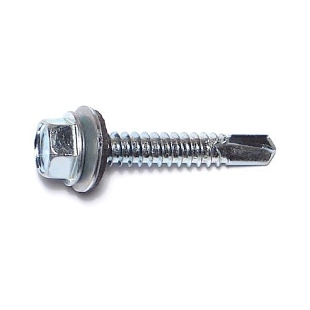 Midwest Fastener Self-Drilling Screw, #14 x 1-1/2 in, Zinc Plated Steel Flange Hex Head External Hex Drive, 100 PK 03347